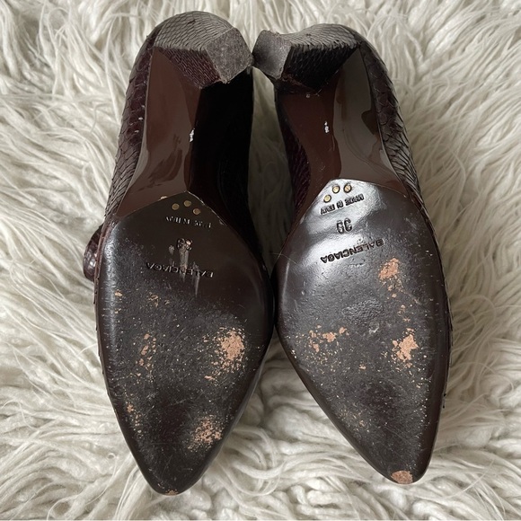 Balenciaga Brown Python Snake Leather Pointed Toe Heeled Ankle Bootie Size 39 - Picture 6 of 11